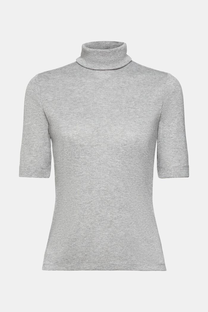 Rollkragen-T-Shirt mit Glitzereffekt, LIGHT GREY, detail image number 2