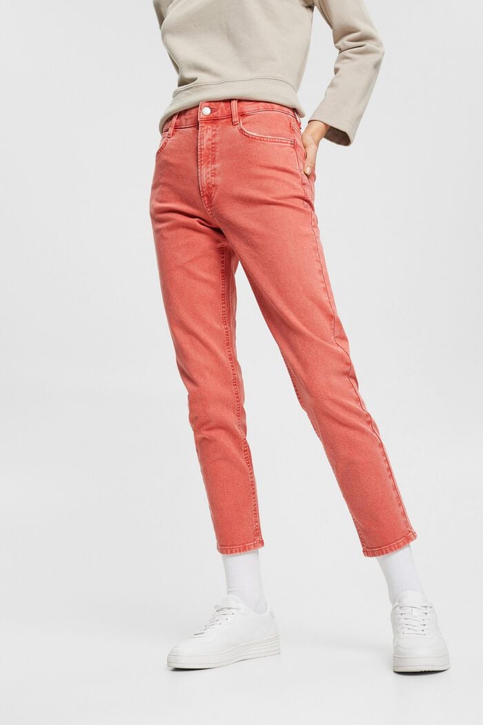Mom-Fit-Jeans aus Baumwolle, CORAL, detail image number 0
