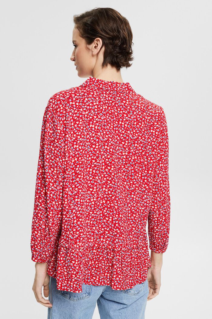 Bluse mit Rüschenkante, LENZING™ ECOVERO™, RED, detail image number 3