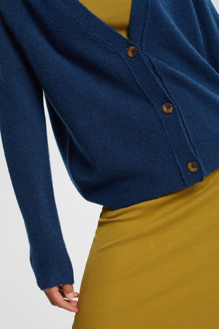 Mit Wolle: Cardigan mit V-Ausschnitt, PETROL BLUE, detail image number 2