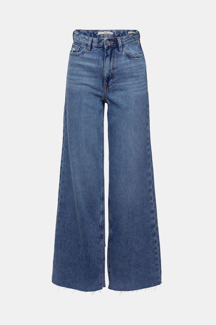 Jeans mit weitem Bein, 100 % Baumwolle, BLUE DARK WASHED, detail image number 7