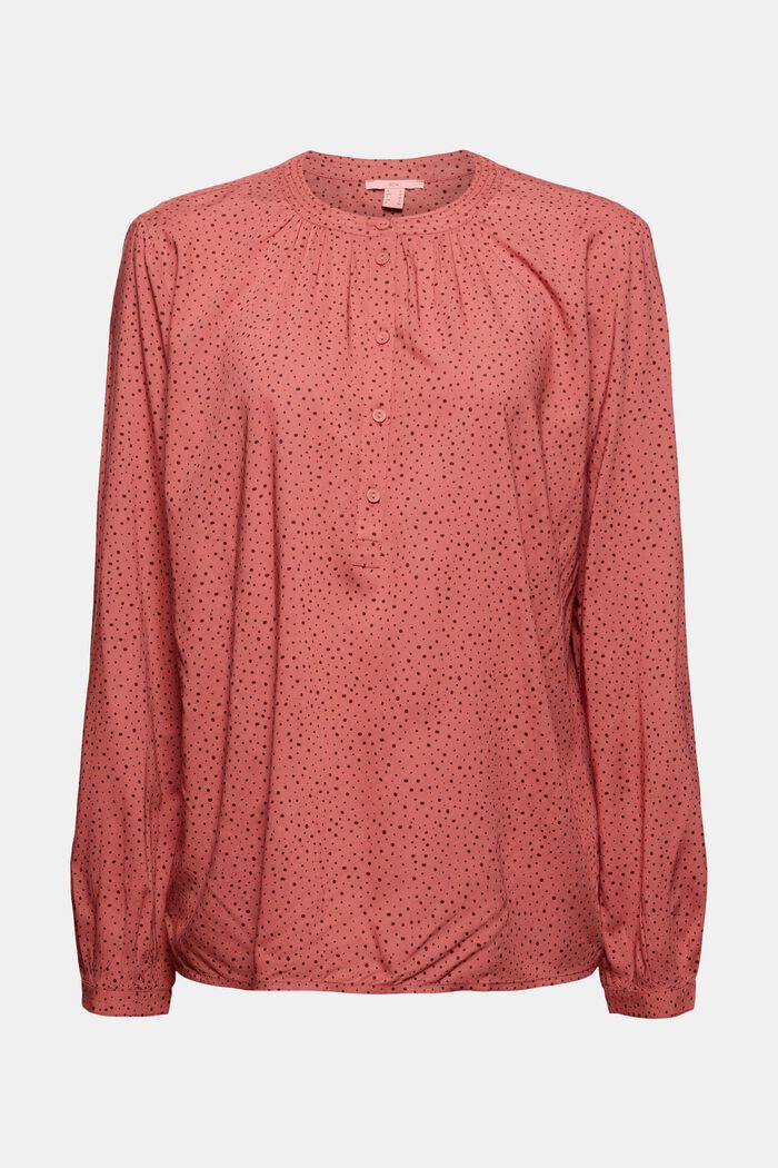 Henley-Bluse mit Print, LENZING™ ECOVERO™, CORAL, overview