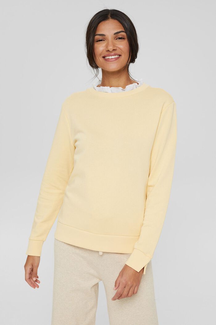 Sweatshirt im Lagenlook, Organic Cotton, PASTEL YELLOW, detail image number 0