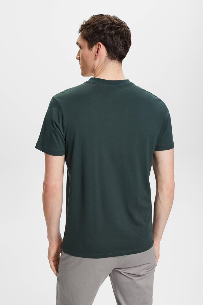 T-Shirt aus Baumwolle mit V-Ausschnitt, Slim Fit, TEAL BLUE, detail image number 3