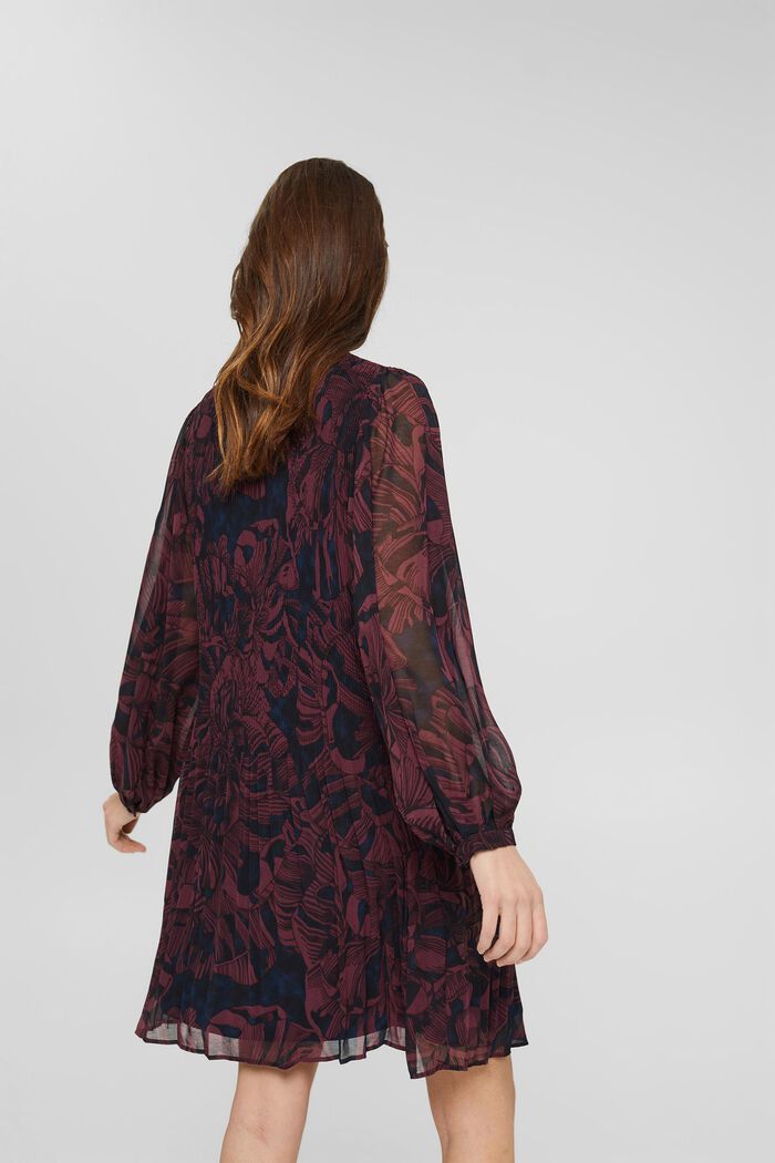 Recycelt: plissiertes Kleid mit Print, BORDEAUX RED, detail image number 2