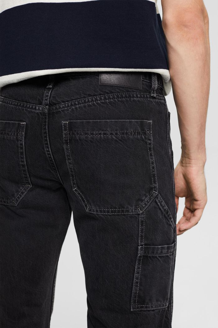 Jeans mit geradem Bein und mittlerer Bundhöhe, BLACK DARK WASHED, detail image number 3