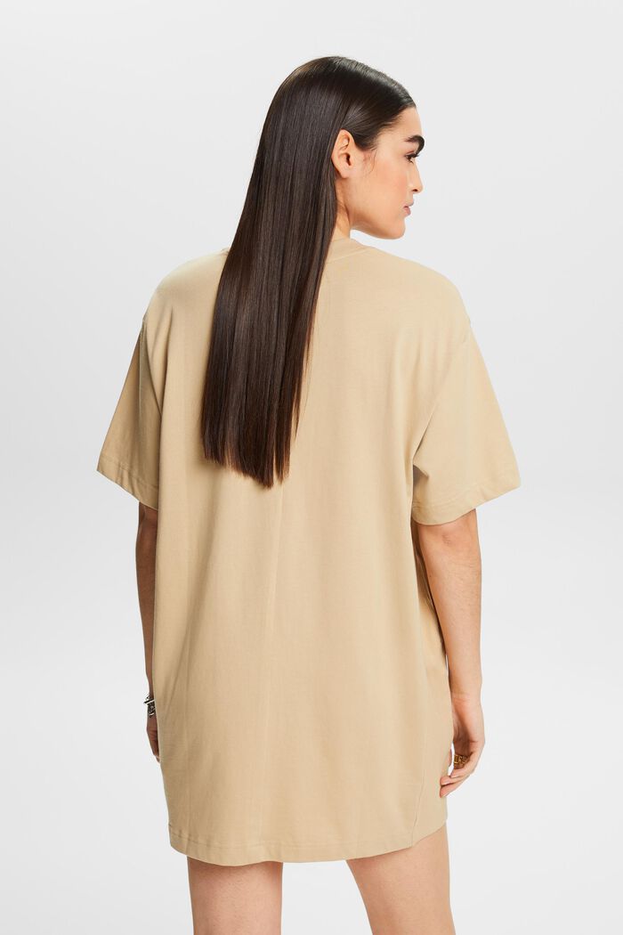 T-Shirt-Kleid mit Stickerei, SAND, detail image number 2