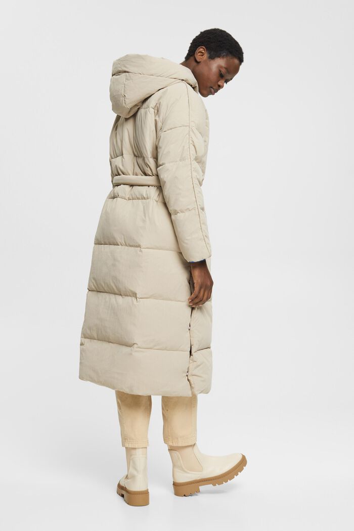 Puffer Coat in Longform, LIGHT TAUPE, detail image number 4