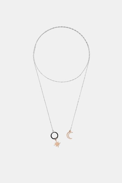 Halskette mit Charm-Anhängern Mond und Stern
