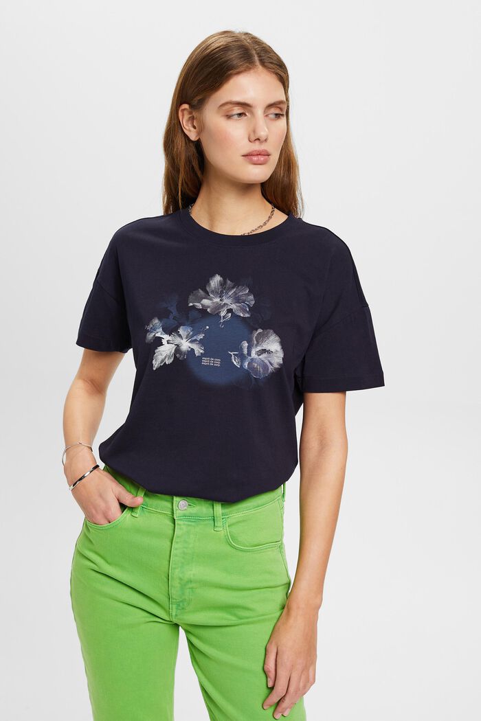 Baumwoll-T-Shirt mit Print, NAVY, detail image number 0