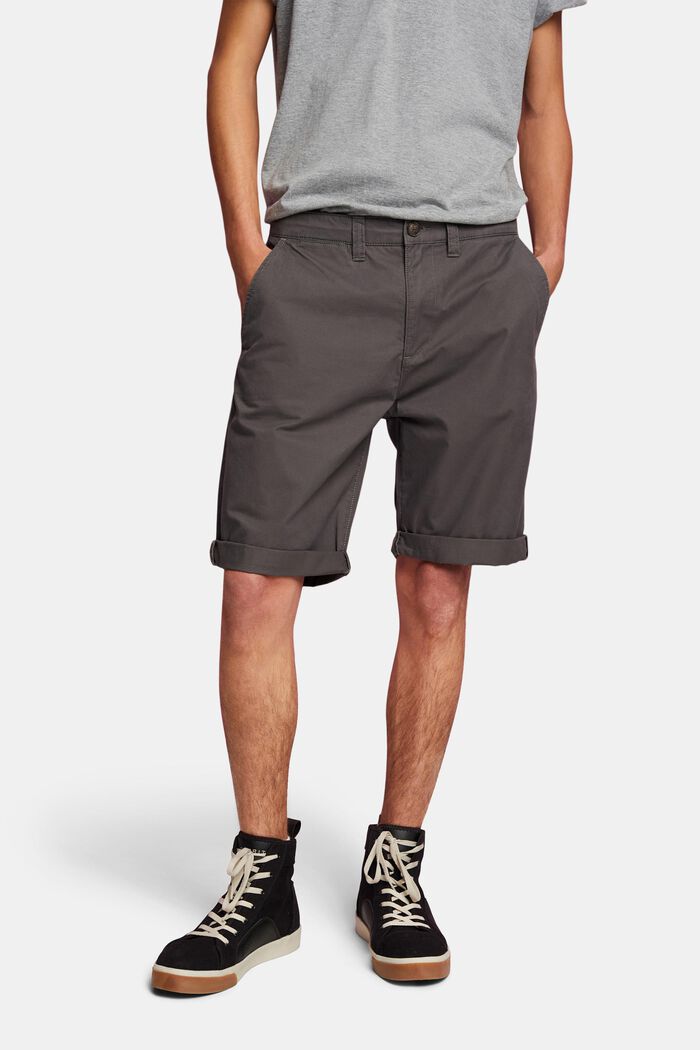 Shorts im Chino-Style aus nachhaltiger Baumwolle, DARK GREY, detail image number 0