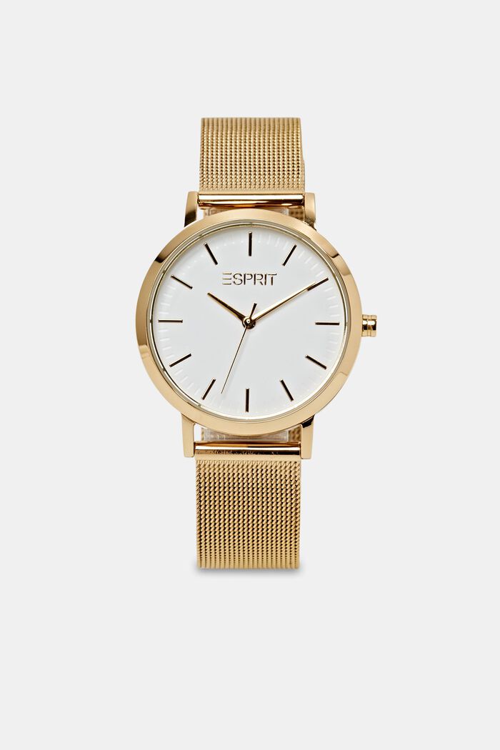 Edelstahl-Uhr mit Mesh-Armband, GOLD, detail image number 0