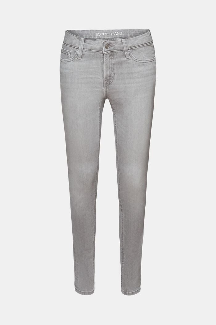 Schmal geschnittene Jeans mit mittlerer Bundhöhe, GREY LIGHT WASHED, detail image number 7