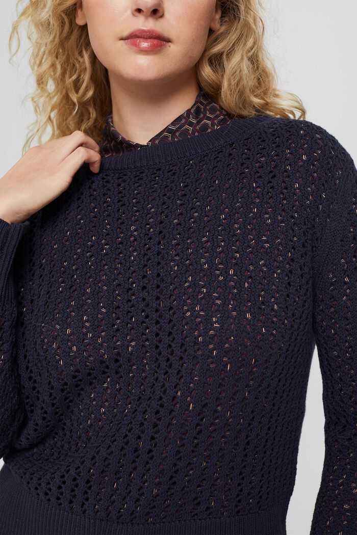 Pullover im Ajour-Muster, NAVY, detail image number 2