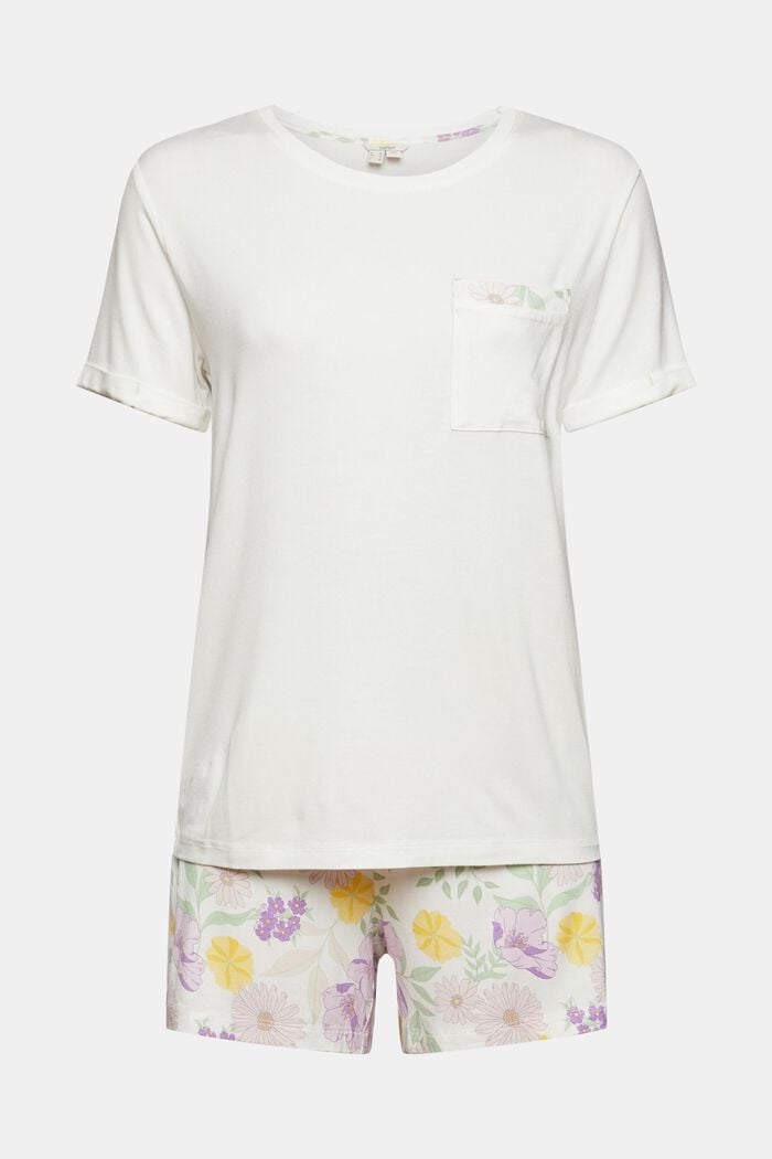 Pyjama-Set mit kurzer Hose, LENZING™ ECOVERO™, OFF WHITE, overview
