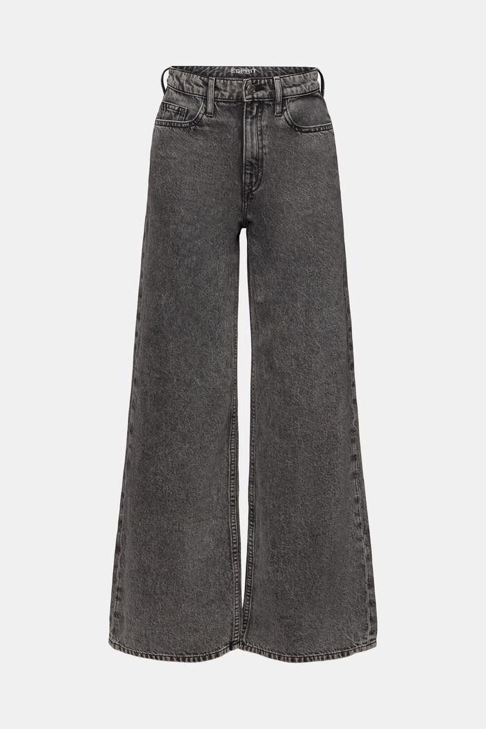 Retro-Jeans mit hohem Bund und weitem Bein, GREY DARK WASHED, detail image number 7