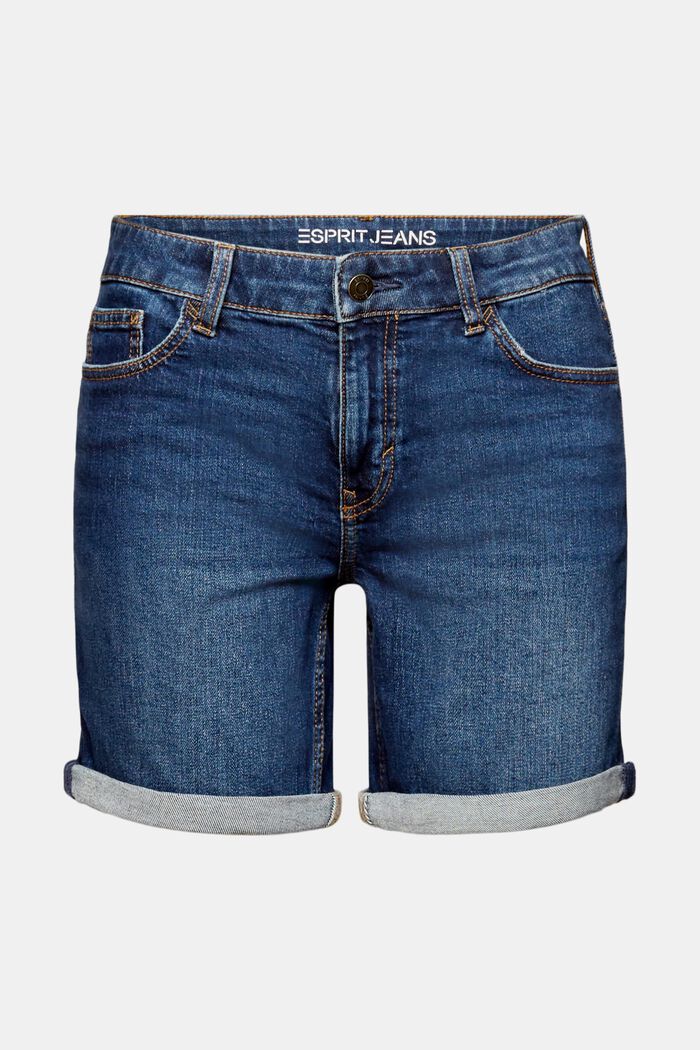 Jeans-Shorts mit mittelhohem Bund, BLUE DARK WASHED, detail image number 6