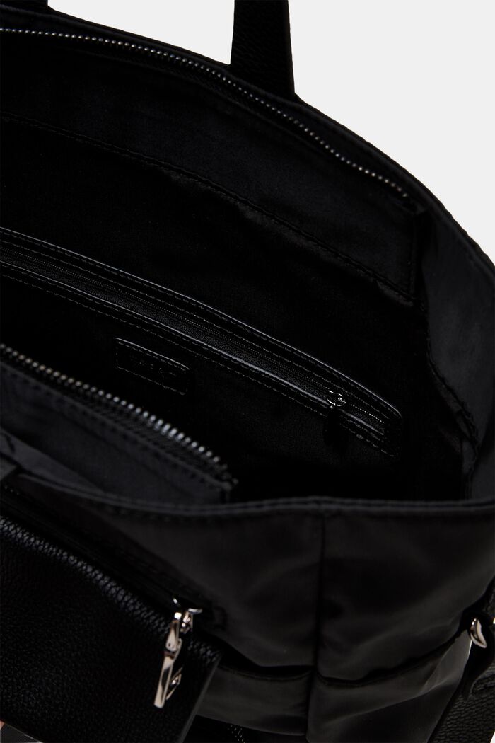 Nylon-Totebag mit Fronttaschen, BLACK, detail image number 3